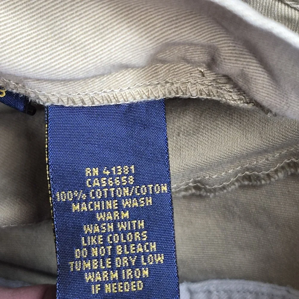 Polo Ralph Lauren Shorts Mens 33 Classic Fit Khaki Beige Flat Front Chino Preppy